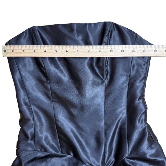 JESSICA MCCLINTOCK GUNNE SAX Puffy Waist 80s Strapless Satin Mini Black Dress  5 - Picture 14 of 14